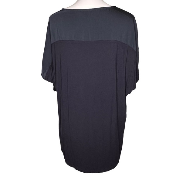 Karen Brooks Black Short Sleeve Tunic Top Size 2X Gold Stud Viscose Spandex Knit - Picture 4 of 12